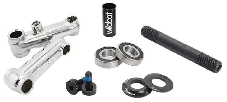 Wildcat Mini BMX 3 Piece Crank Kit Silver Scuff Wheels