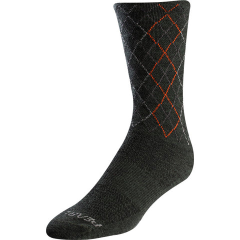 Unisex Merino Tall Socks, Forest/Flame Crossing, Size M