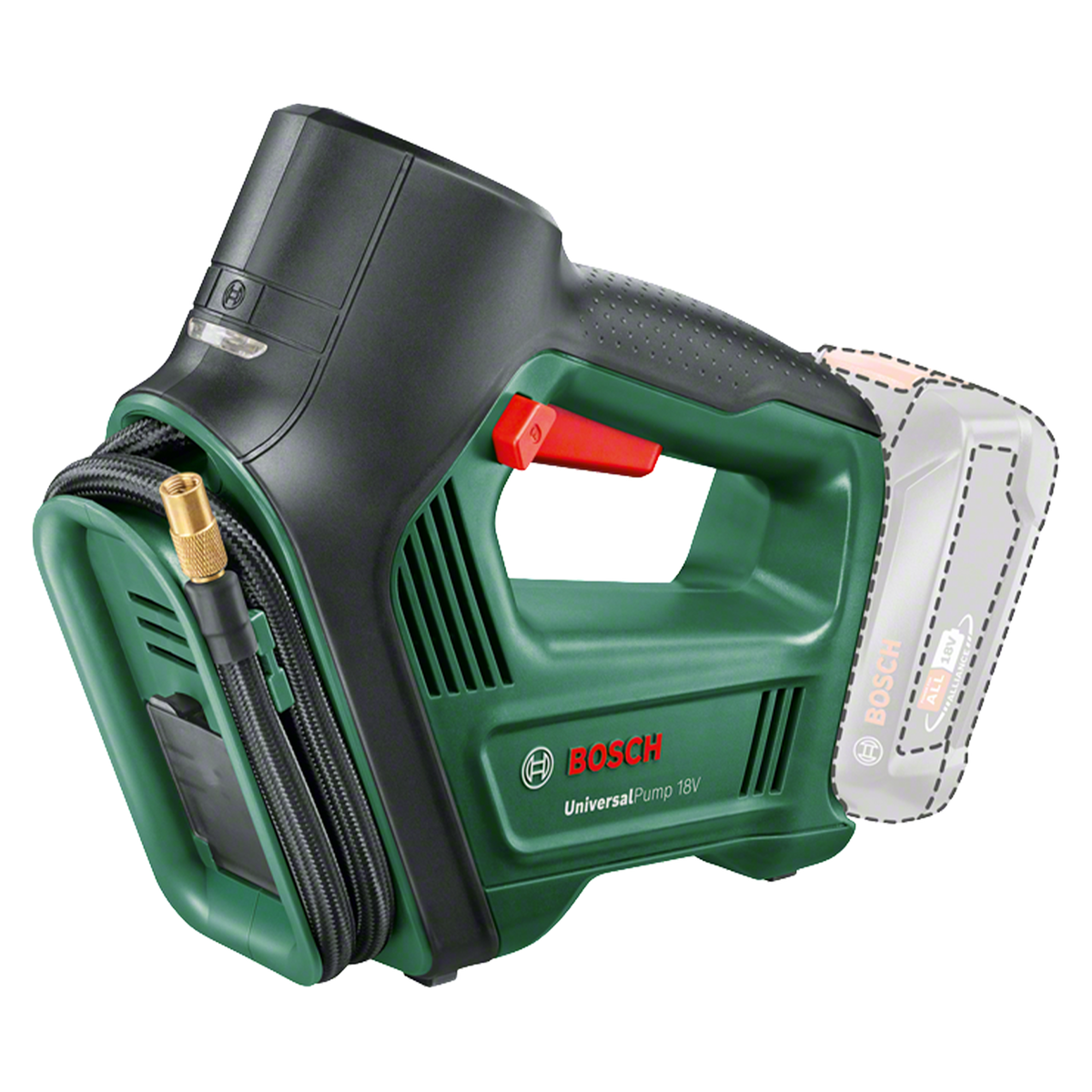 Pompe à air Bosch - UniversalPump 18V (système 18V, 150 PSI, 10,3 bars) &  Kit de démarrage - Pack batterie et chargeur pour outils sans fil 18 V (1X