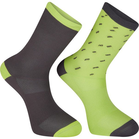 Sportive long sock twin pack, rain drops phantom / lime punch medium 40-42