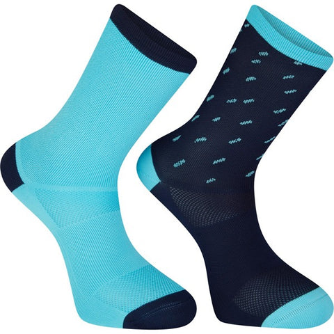 Sportive long sock twin pack, rain drops ink navy / blue curaco medium 40-42