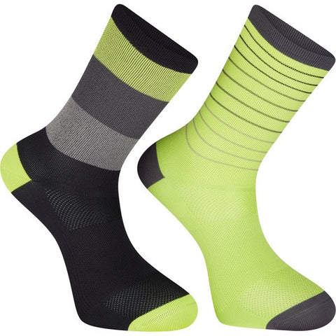 Sportive long sock twin pack, stripes phantom / lime punch small 36-39