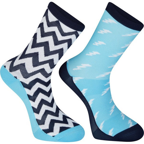 Sportive long sock twin pack, bolts blue curaco / white medium 40-42