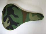 Bicycle Seat Wheelie Cruiser Commute for MTB BMX Bikes - GREEN BROWN BLACK CAMO FABRIC SADDLE