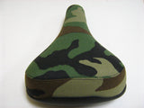 Bicycle Seat Wheelie Cruiser Commute for MTB BMX Bikes - GREEN BROWN BLACK CAMO FABRIC SADDLE