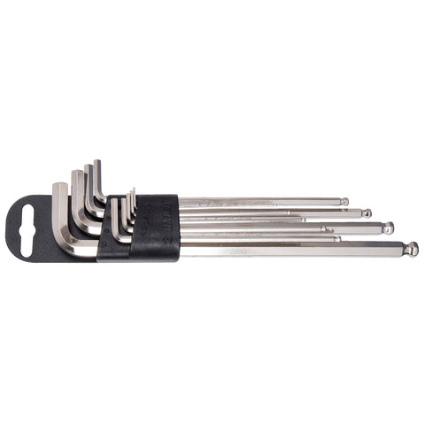 UNIOR Set Of Ball End Hexagon Wrenches, Long Type On Plastic Clip: RED 1,5 - 10MM