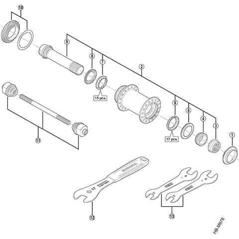 SPRE HBM988 complete hub axle