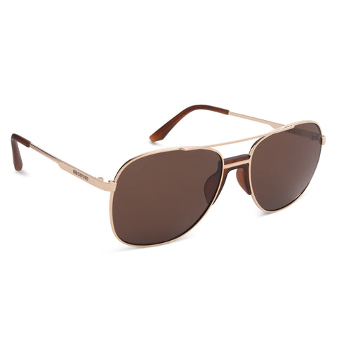 Oxford Force One Gold Metal Frame Brown Lens Sunglasses