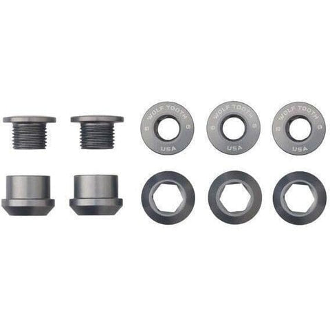 Wolf Tooth Chainring Bolts and Nuts for 1x - Set of 5 Grey / M8 x.75 x 5