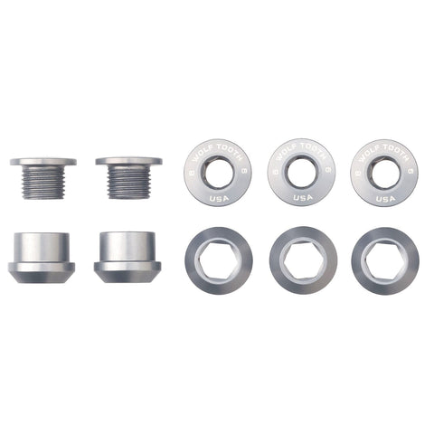 Wolf Tooth Chainring Bolts and Nuts for 1x - Set of 5 Silver / M8 x.75 x 5