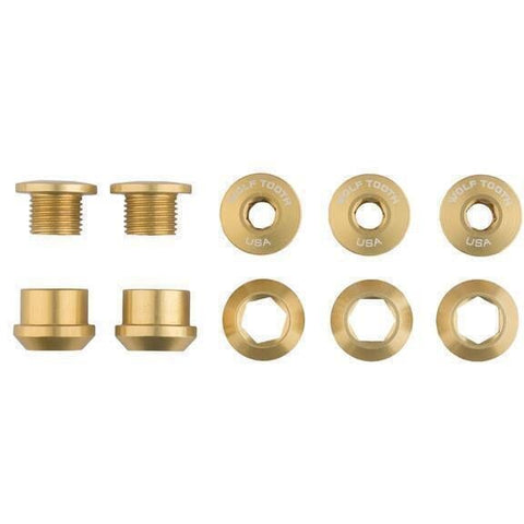 Wolf Tooth Chainring Bolts and Nuts for 1x - Set of 5 Gold / M8 x.75 x 5