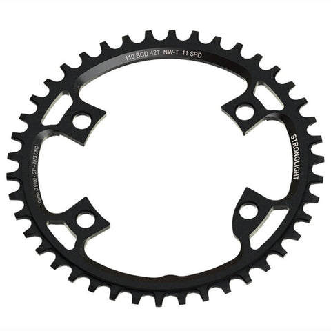 Stronglight 44T Black 4-Arm Gravel Chainring: Shimano