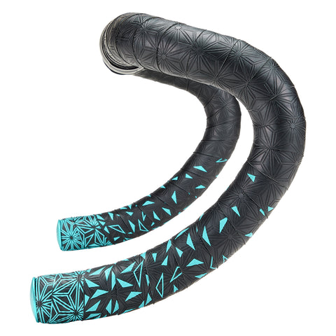 Supacaz Sticky Kush Star Fade Bar Tape: CELESTE + ANO CELESTE PLUGS