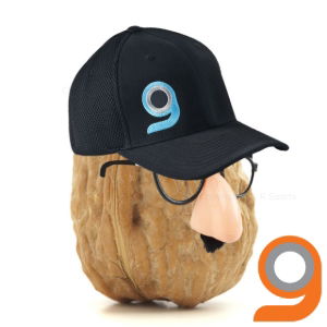 ORANGATANG "G" LOGO FLEX FIT CAP, BLACK/BLUE - L/XL