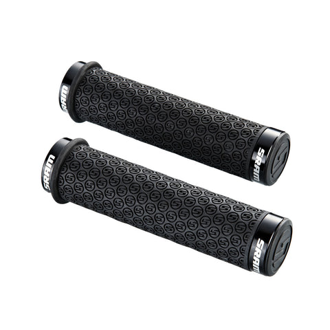 SRAM DH SILICONE LOCKING GRIPS BLACK WITH DOUBLE CLAMPS & END PLUGS: