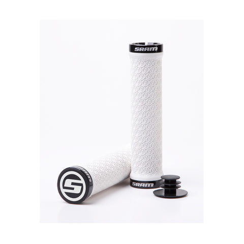 SRAM Locking Grips w/ 2 Clamps & End Plugs White: