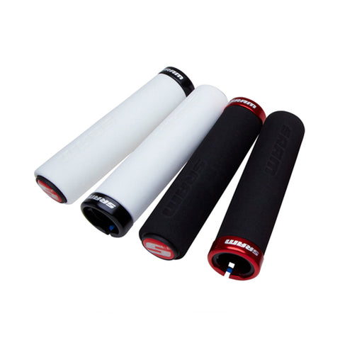SRAM Locking Grips Foam 129mm Black with Single Red Clamp and End Plugs: