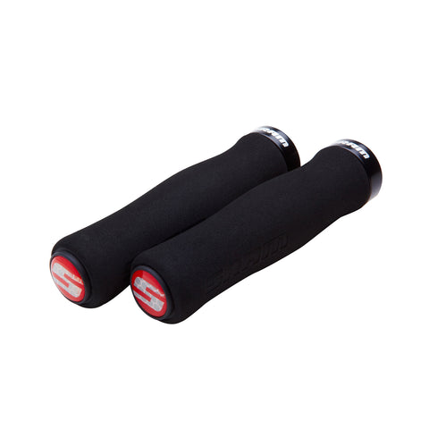 SRAM Locking Grips Contour Foam 129mm Black with Single Black Clamp and End Plugs: