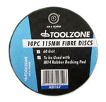 TOOLZONE 10PC 60GRIT FIBRE SANDING DISCS