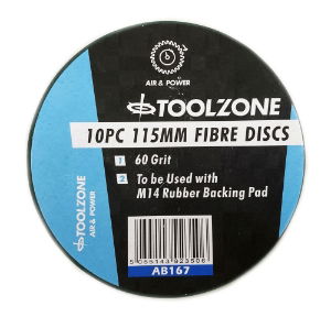 TOOLZONE 10PC 60GRIT FIBRE SANDING DISCS