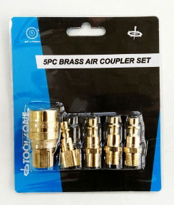 TOOLZONE 5PC BRASS QUICK AIR COUPLER SET