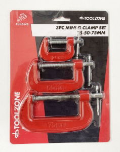 T/ZONE 3PC MINI G CLAMP SET 25-50-75MM
