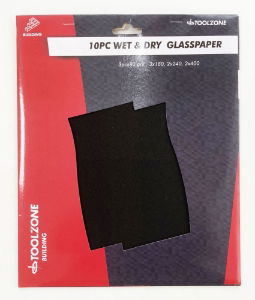 TOOLZONE 10PC WET AND DRY GLASSPAPER