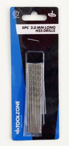 TZ 8PC 2MM LONG SERIES HSS DRILLS