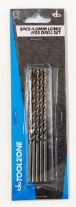 TZ 5PC 4MM LONG SERIES HSS DRILLS