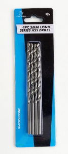 TZ 4PC 5MM LONG SERIES HSS DRILLS