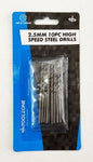 T/Z 2.5MM 10PC HIGH SPEED STEEL DRILLS