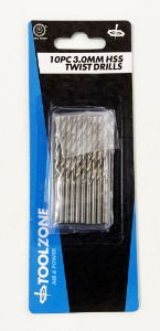 T/ZONE 3MM 10PC HIGH SPEED STEEL DRILLS