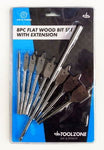 TOOLZONE 8PC FLAT BIT SET C/W EXTENSION