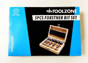 T/ZONE 5PC FORSTNER BIT SET IN WOOD BOX