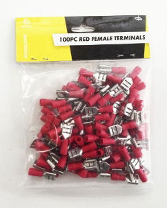 T/ZONE 100PC RED FEMALE TERMINALS