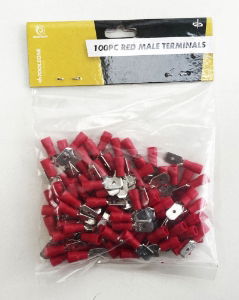 T/ZONE 100PC RED MALE TERMINALS