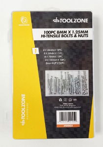 TZ 100PC 8MM BOLTS & NUTS ASSORTMENT