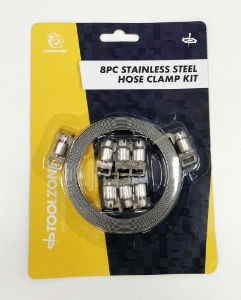 T/Z 8PC STAINLESS STEEL HOSE CLAMP KIT