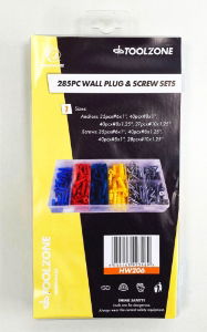 TOOLZONE 285PC WALL PLUG AND SCREW SET