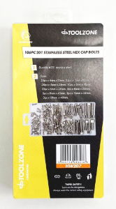TOOLZONE 106PC 201 S/S HEX CAP BOLTS