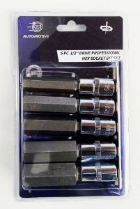 TOOLZONE 5PC 1/2 DR HEX BITS 100MM"