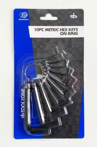 TOOLZONE 10PC METRIC HEX KEYS ON RING