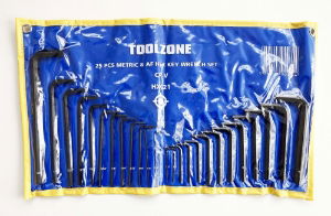 TOOLZONE 25PC MM & AF HEX KEYS IN WALLET