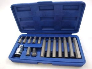 T/ZONE 15PC HEX BITS & 1/2 ADAPTOR"