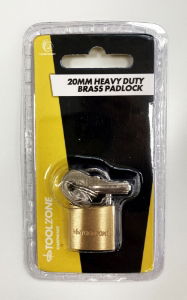 TOOLZONE 20MM HD BRASS PADLOCK