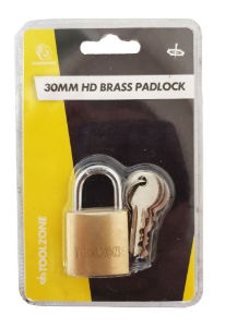 TOOLZONE 30MM HD BRASS PADLOCK