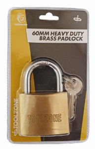 TOOLZONE 60MM HD BRASS PADLOCK