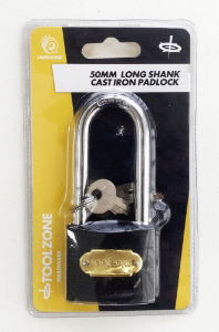 T/ZONE 50MM IRON PADLOCK LONG SHANK