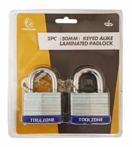 T/Z 2PC 50MM LAMINATED PADLOCKS KEYED AL