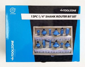 TOOLZONE 12PC 1/4 SHANK ROUTER BITS TCT"